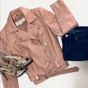 Pale Pink Faux Leather Jacket